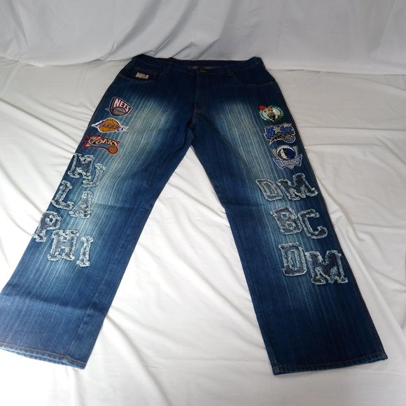 NBA UNK Denim Jeans Sz 40 Team Logo Patch - Picture 2 of 14